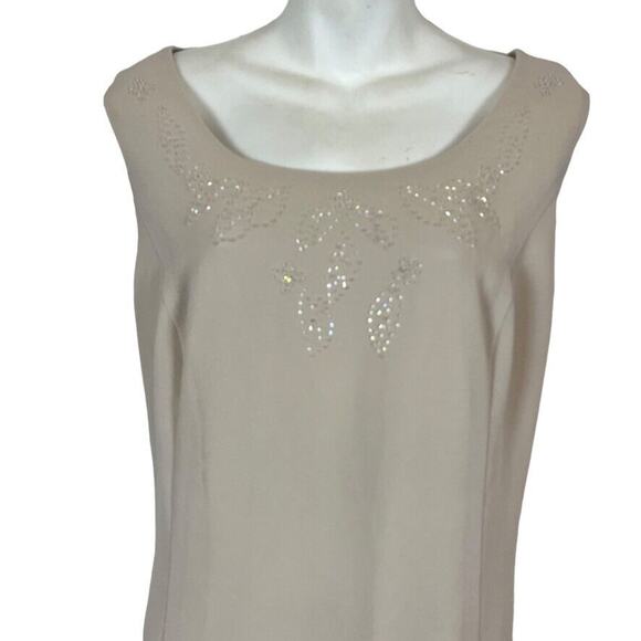 David's Bridal Womens Mother of the Bride Beaded Neutral Taupe Dress sz 16 WP - Picture 5 of 16